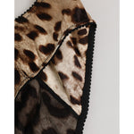 Close-up of Dolce & Gabbana Brown Leopard Silk Mid Waist Panty Underwear showcasing luxurious silk and leopard print.