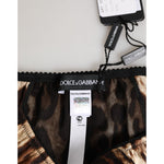 Dolce & Gabbana Brown Leopard Silk Mid Waist Panty Underwear - Close-up of tags and leopard print fabric
