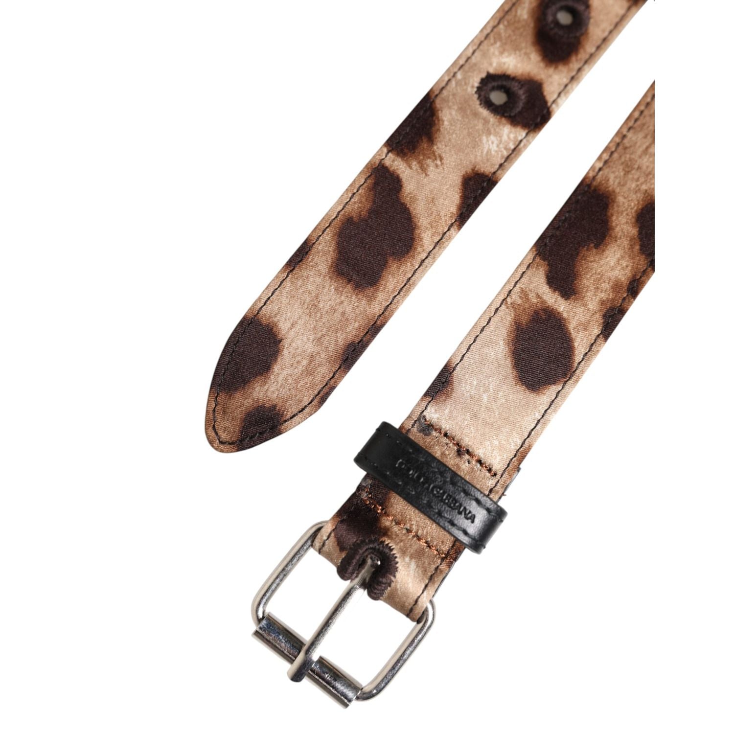Dolce & Gabbana Brown Leopard Silver Metal Buckle Belt