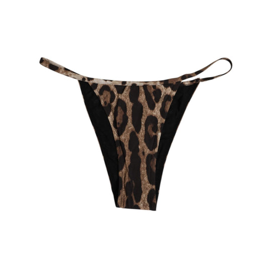 Dolce & Gabbana Brown Leopard Triangle Tanga Panty Underwear, iconic leopard print, made in Italy.