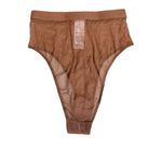 Dolce & Gabbana Brown Sheer Mesh High Waist Briefs Underwear with elastic waistband and DG logo detail for elegance and comfort.