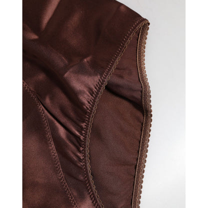 Dolce & Gabbana Brown Silk Stretch High Waist Girdle Underwear