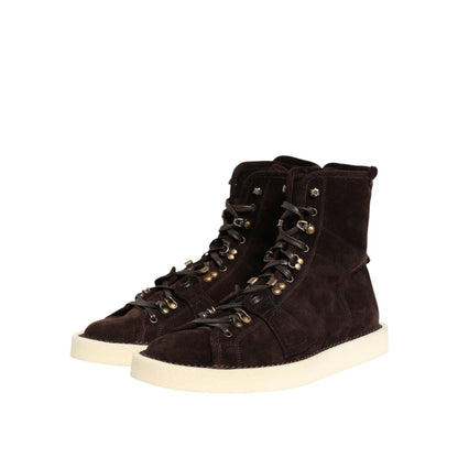 Dolce & Gabbana Brown Suede Lace Up Ankle Short Boots Shoes Dolce & Gabbana