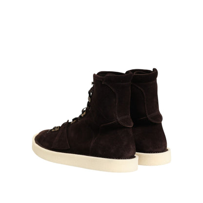 Dolce & Gabbana Brown Suede Lace Up Ankle Short Boots Shoes Dolce & Gabbana