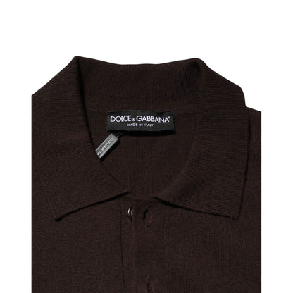 Dolce & Gabbana Brown Wool Logo Embroidered Men Polo T-shirt