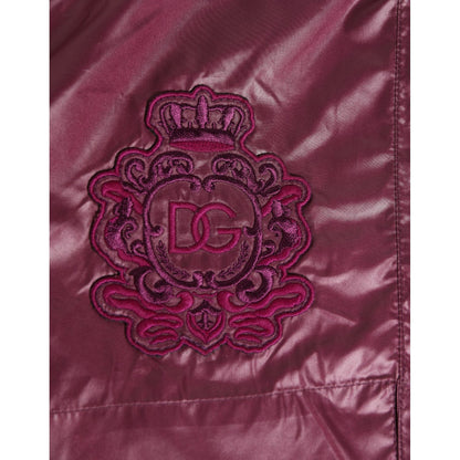 Dolce & Gabbana Burgundy Polyester Logo Embossed Crest Swimwear Dolce & Gabbana