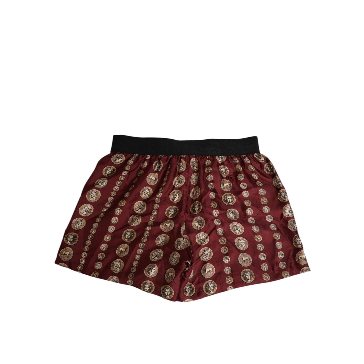 Dolce & Gabbana Burgundy Silk Coin Print Men Boxer Short Swimwear Dolce & Gabbana