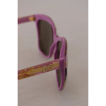 Dolce & Gabbana DG4251 Pink Gold Full Rim Rectangle Frame Shades, violet pink acetate with gold lenses, 100% UV protection, women's sunglasses