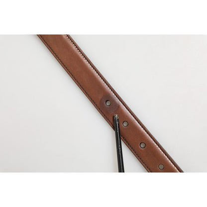 Dolce & Gabbana Dark Brown Leather Antique Silver Buckle Belt Dolce & Gabbana