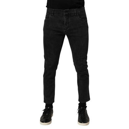 Dolce & Gabbana Dark Gray Cotton Stretch Denim Trouser Jeans Dolce & Gabbana