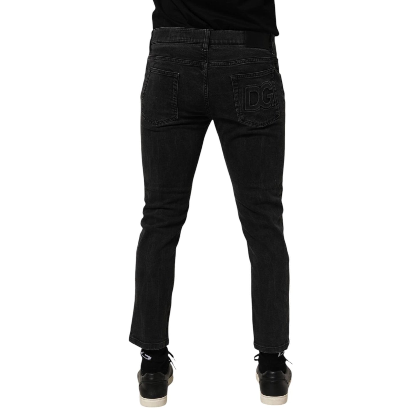 Dolce & Gabbana Dark Gray Cotton Stretch Denim Trouser Jeans Dolce & Gabbana