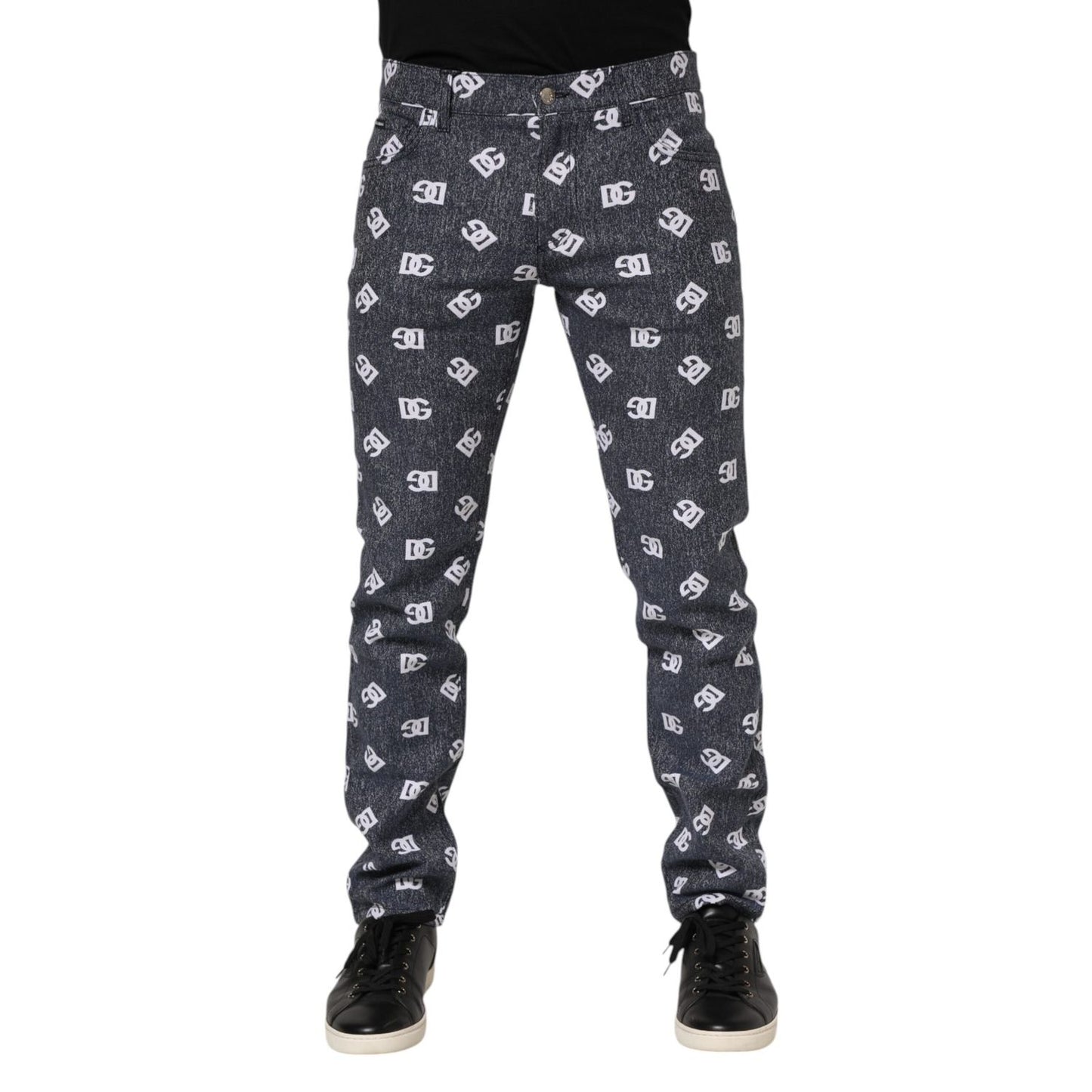 Dolce & Gabbana Dark Gray Logo Cotton Skinny Slim Denim Jeans