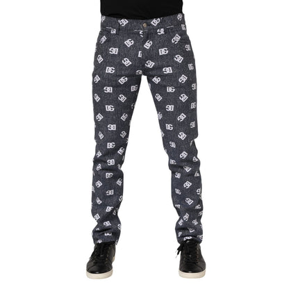 Dolce & Gabbana Dark Gray Logo Cotton Skinny Slim Denim Jeans