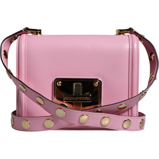 Dolce & Gabbana Baby Pink LOLA Leather Studded Crossbody Strap Bag BAG4086