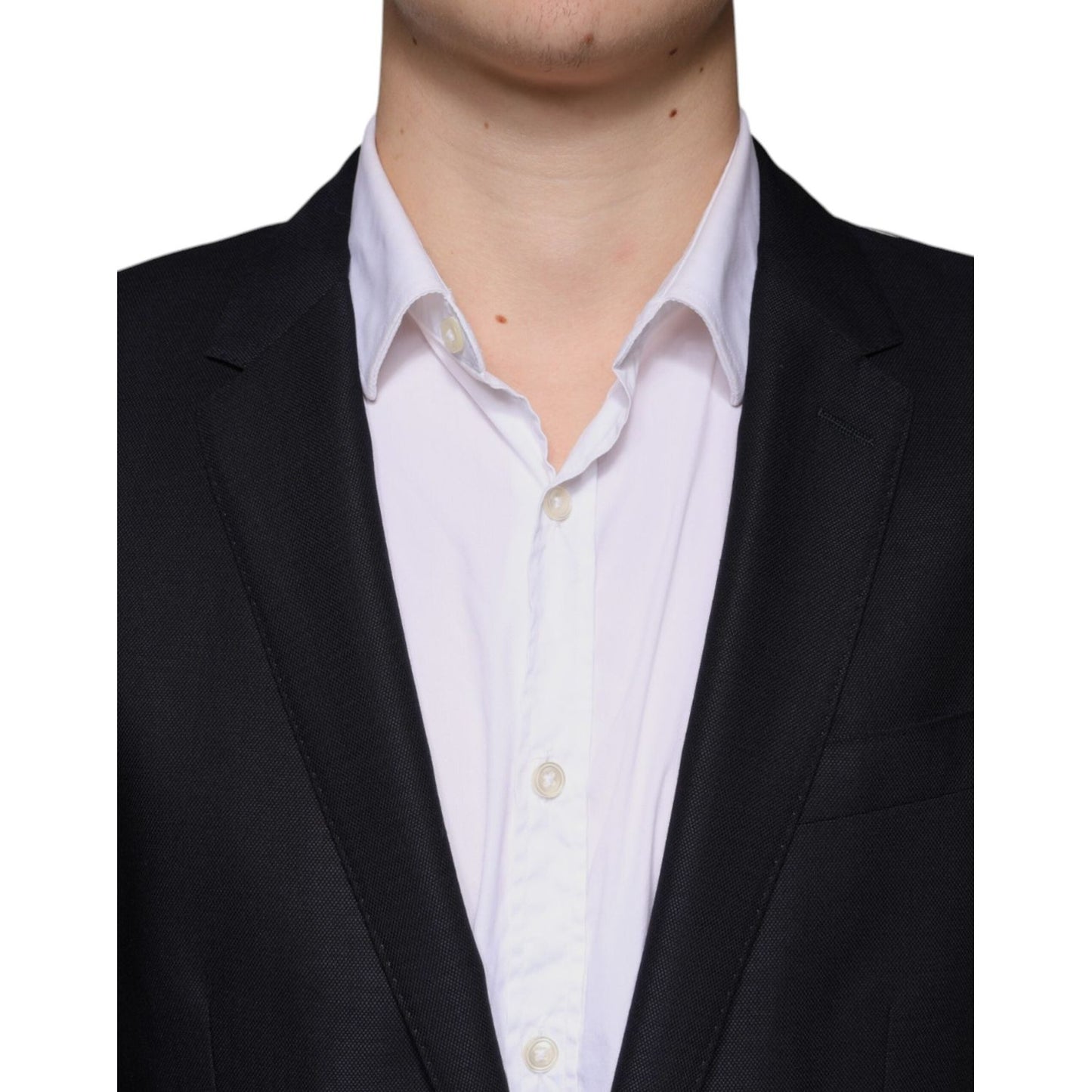 Dolce & Gabbana Dark Blue Wool Single Breasted Dress Coat Blazer JKT3746-48