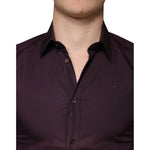 Dolce & Gabbana Dark Violet Cotton Dress GOLD Men Formal Shirt TSH84089-38
