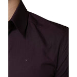 Dolce & Gabbana Dark Violet Cotton Dress GOLD Men Formal Shirt TSH84089-38