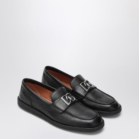 Dolce & Gabbana Dolce&Gabbana Black leather loafers with DG logo