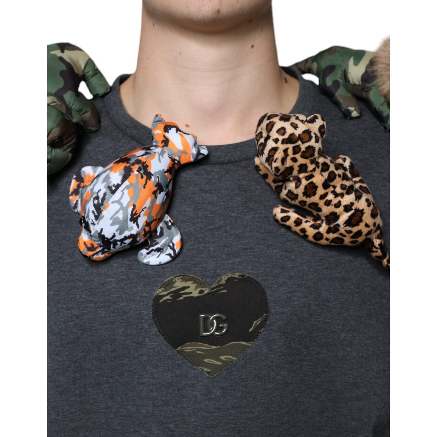 Dolce & Gabbana Gray Camouflage Animal Stuff Cotton T-shirt TSH86659-52