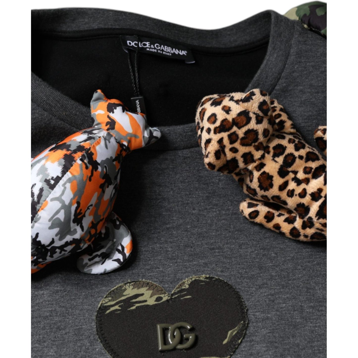 Dolce & Gabbana Gray Camouflage Animal Stuff Cotton T-shirt TSH86659-52