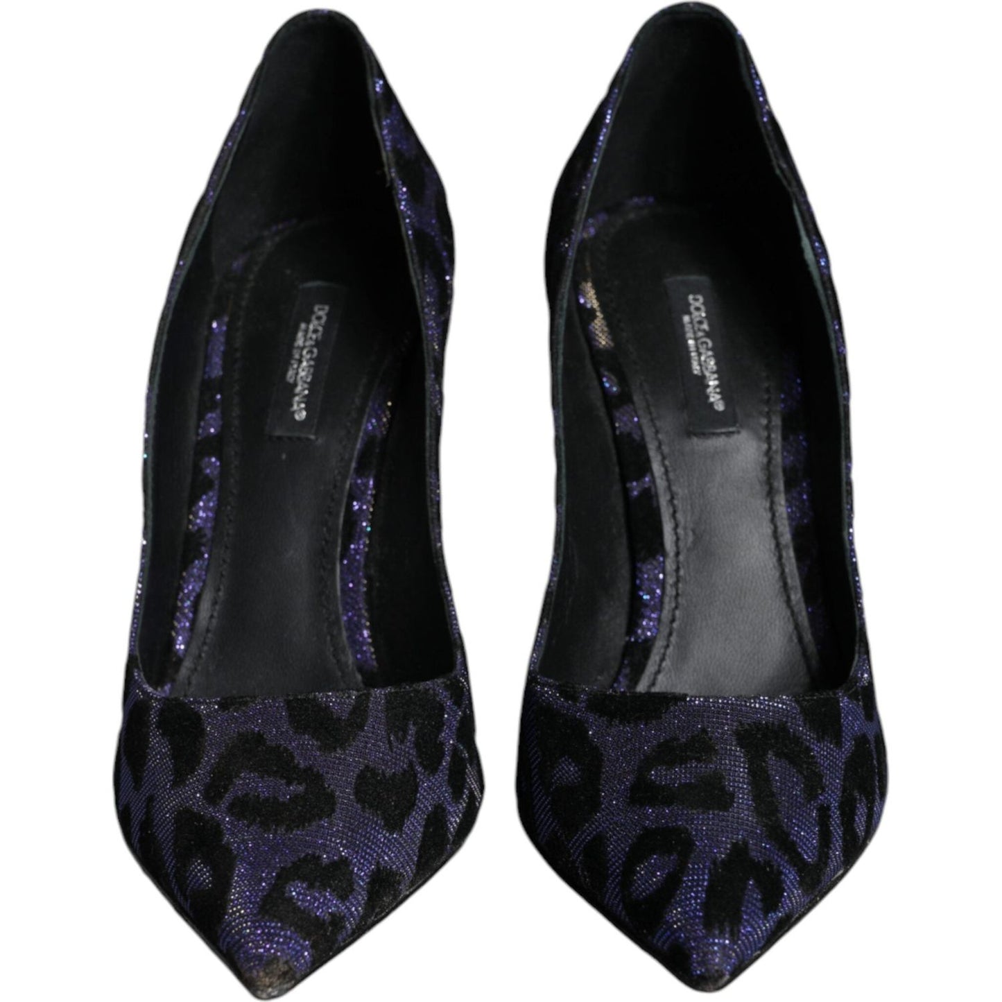 Dolce & Gabbana Violet Leopard Lurex High Heels Pumps Shoes LA11543-37