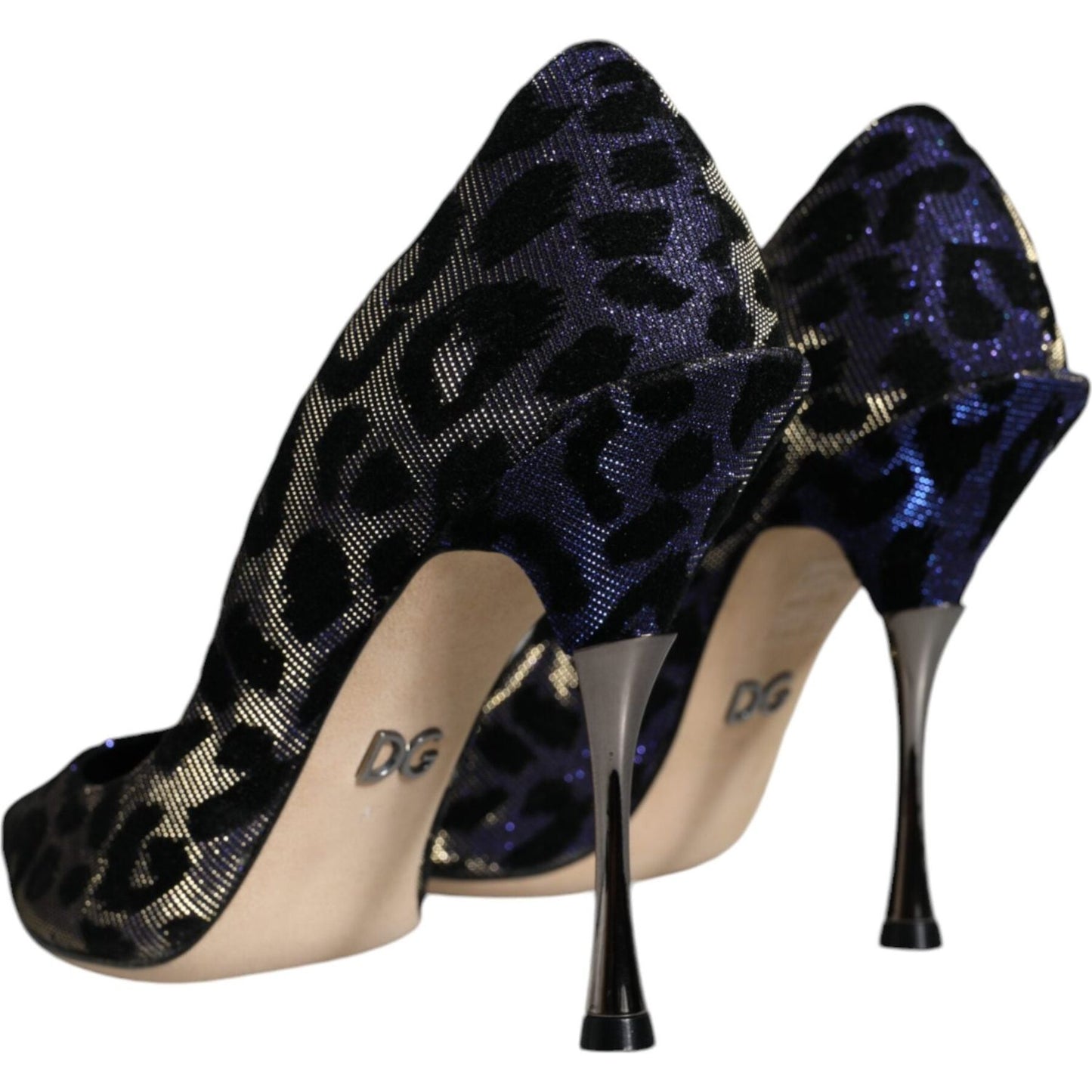 Dolce & Gabbana Violet Leopard Lurex High Heels Pumps Shoes LA11543-37