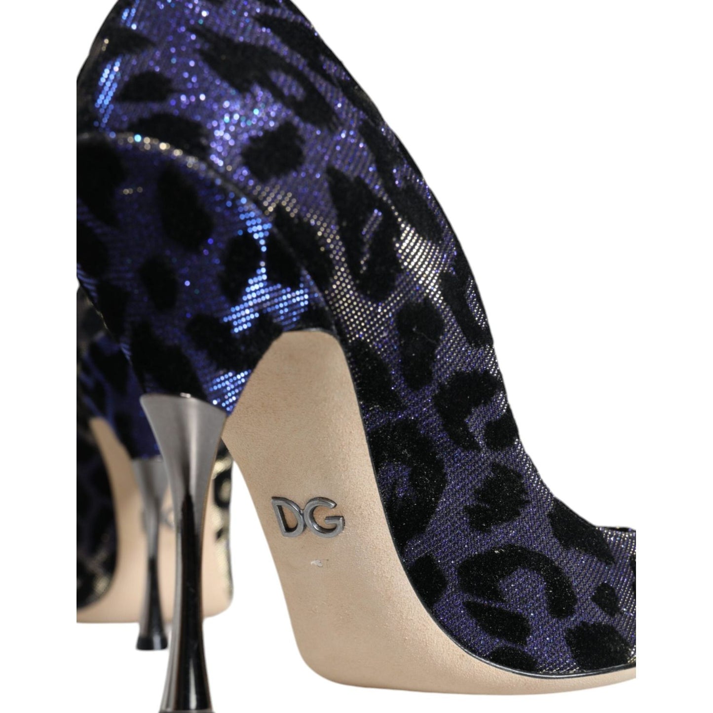 Dolce & Gabbana Violet Leopard Lurex High Heels Pumps Shoes LA11543-37