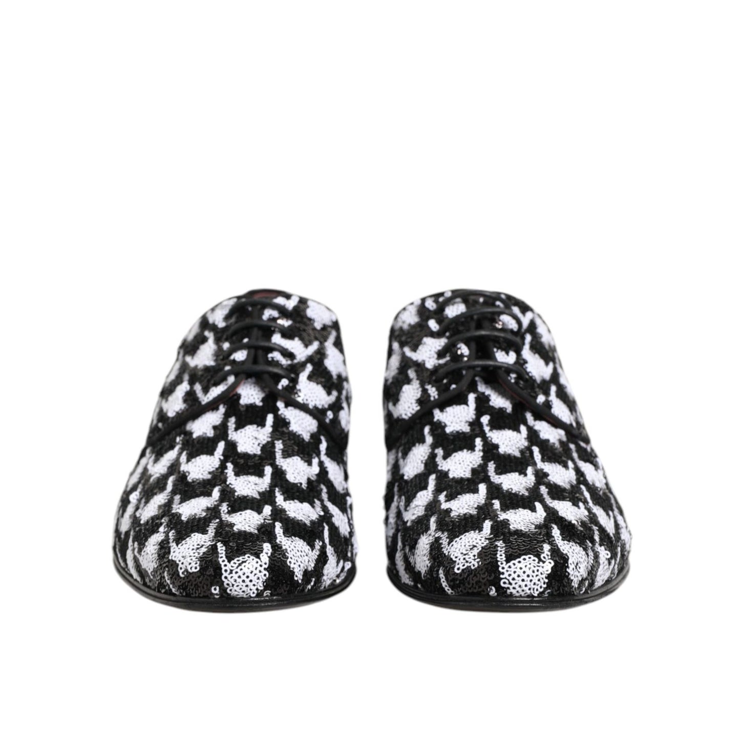 Dolce & Gabbana Dress Black White Sequined Lace Up Derby Shoes Dolce & Gabbana