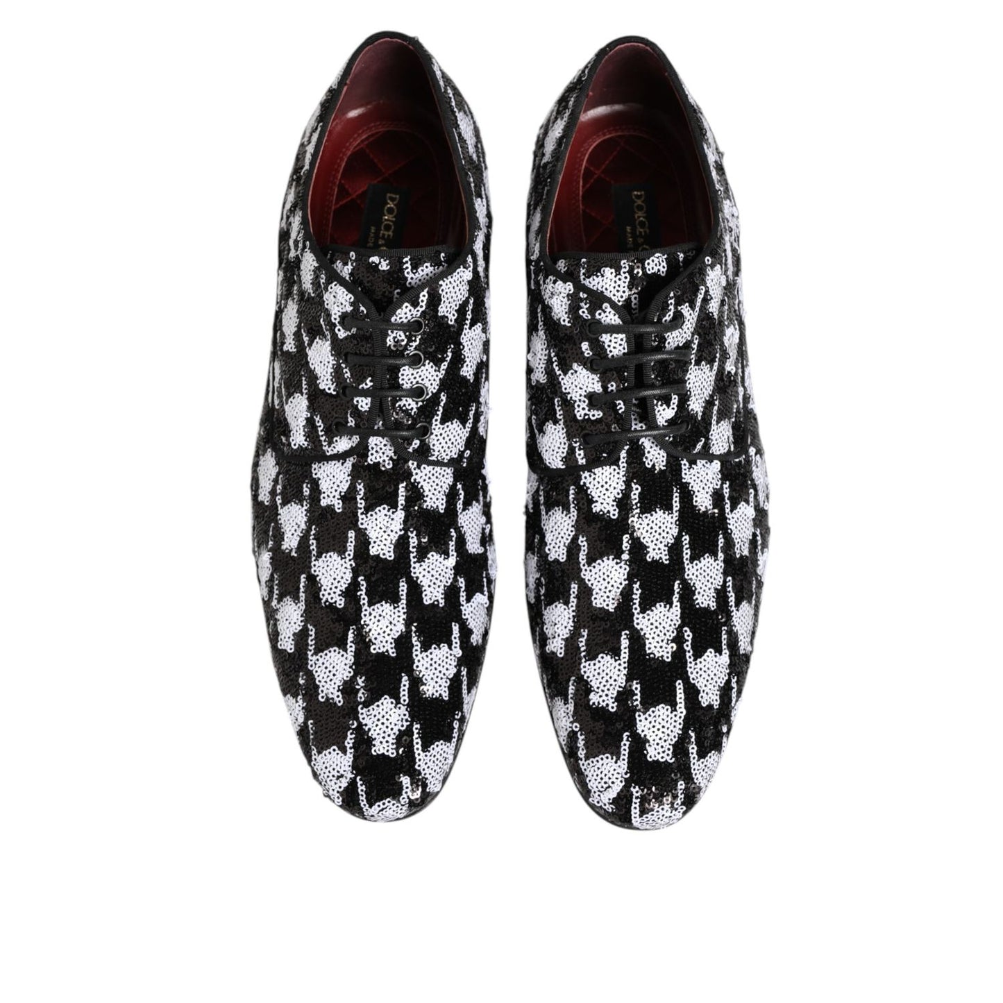 Dolce & Gabbana Dress Black White Sequined Lace Up Derby Shoes Dolce & Gabbana