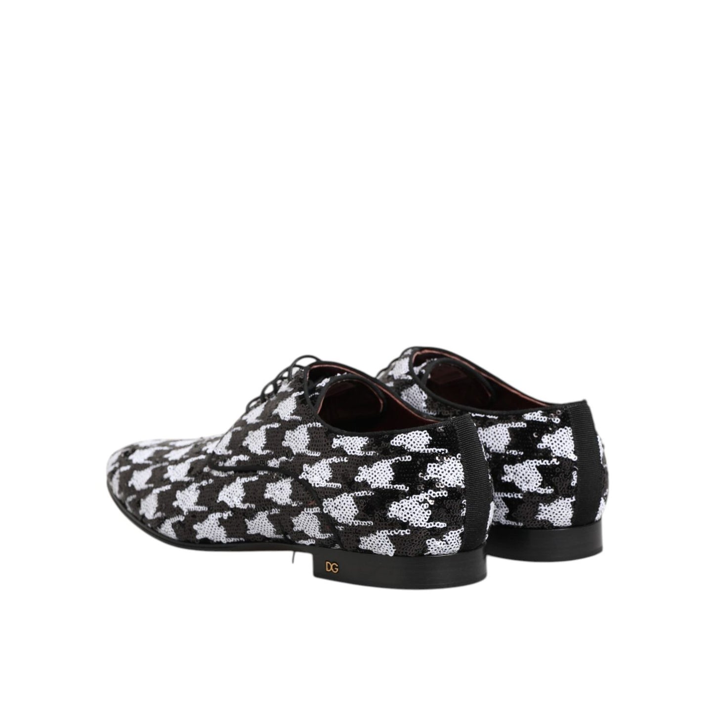 Dolce & Gabbana Dress Black White Sequined Lace Up Derby Shoes Dolce & Gabbana