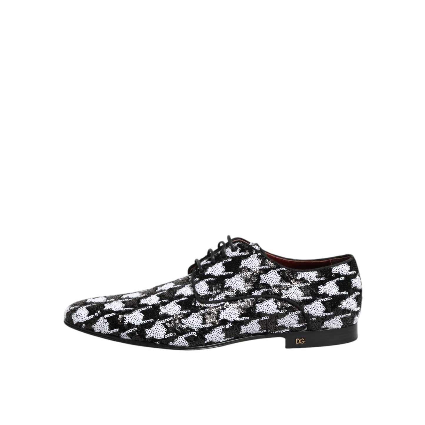 Dolce & Gabbana Dress Black White Sequined Lace Up Derby Shoes Dolce & Gabbana
