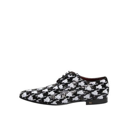 Dolce & Gabbana Dress Black White Sequined Lace Up Derby Shoes Dolce & Gabbana