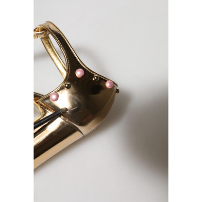 Dolce & Gabbana Gold Embellished Vally Heels Sandals Shoes Dolce & Gabbana