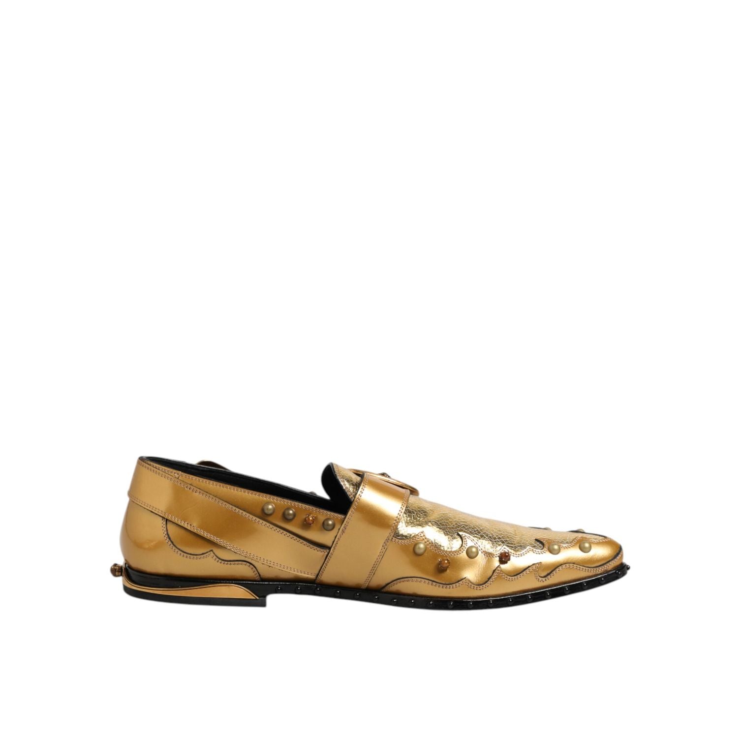 Dolce & Gabbana Gold Leather MONK STRAP Dress Formal Shoes