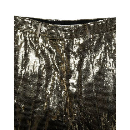 Dolce & Gabbana Gold Sequin Polyester Embellished Bermuda Shorts Dolce & Gabbana