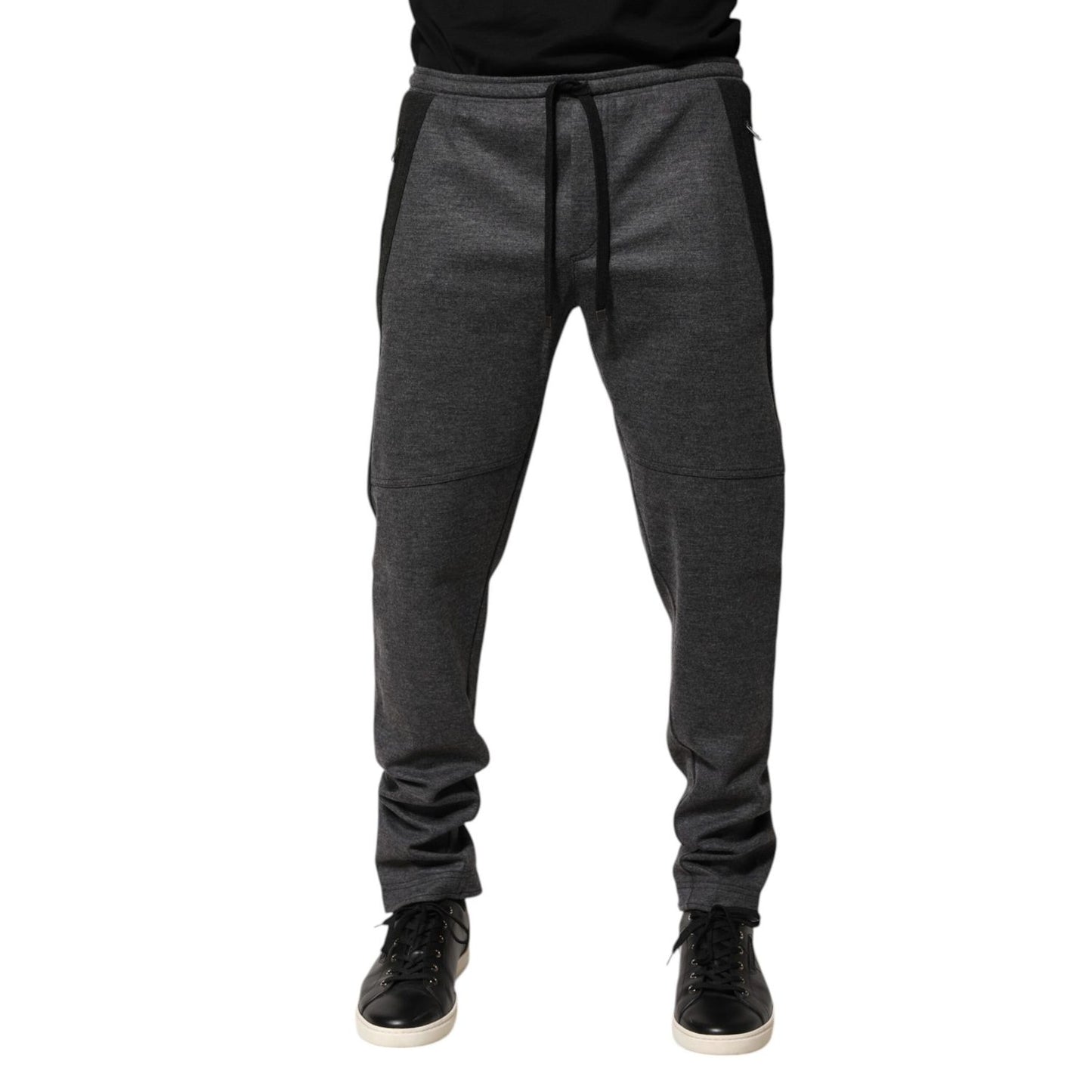 Dolce & Gabbana Gray Black Wool Blend Jogger Sweatpants Pants Dolce & Gabbana