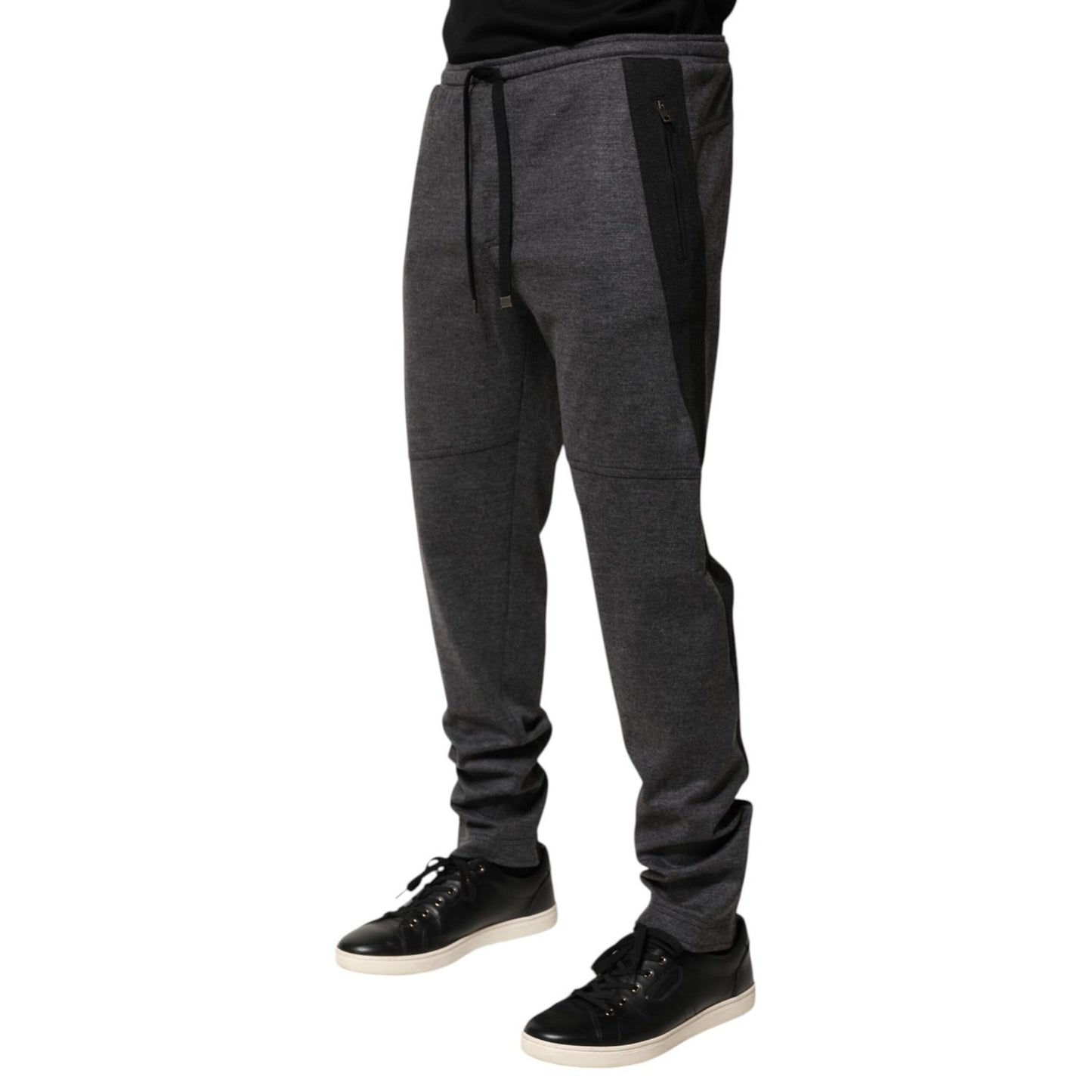 Dolce & Gabbana Gray Black Wool Blend Jogger Sweatpants Pants Dolce & Gabbana