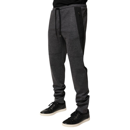 Dolce & Gabbana Gray Black Wool Blend Jogger Sweatpants Pants Dolce & Gabbana