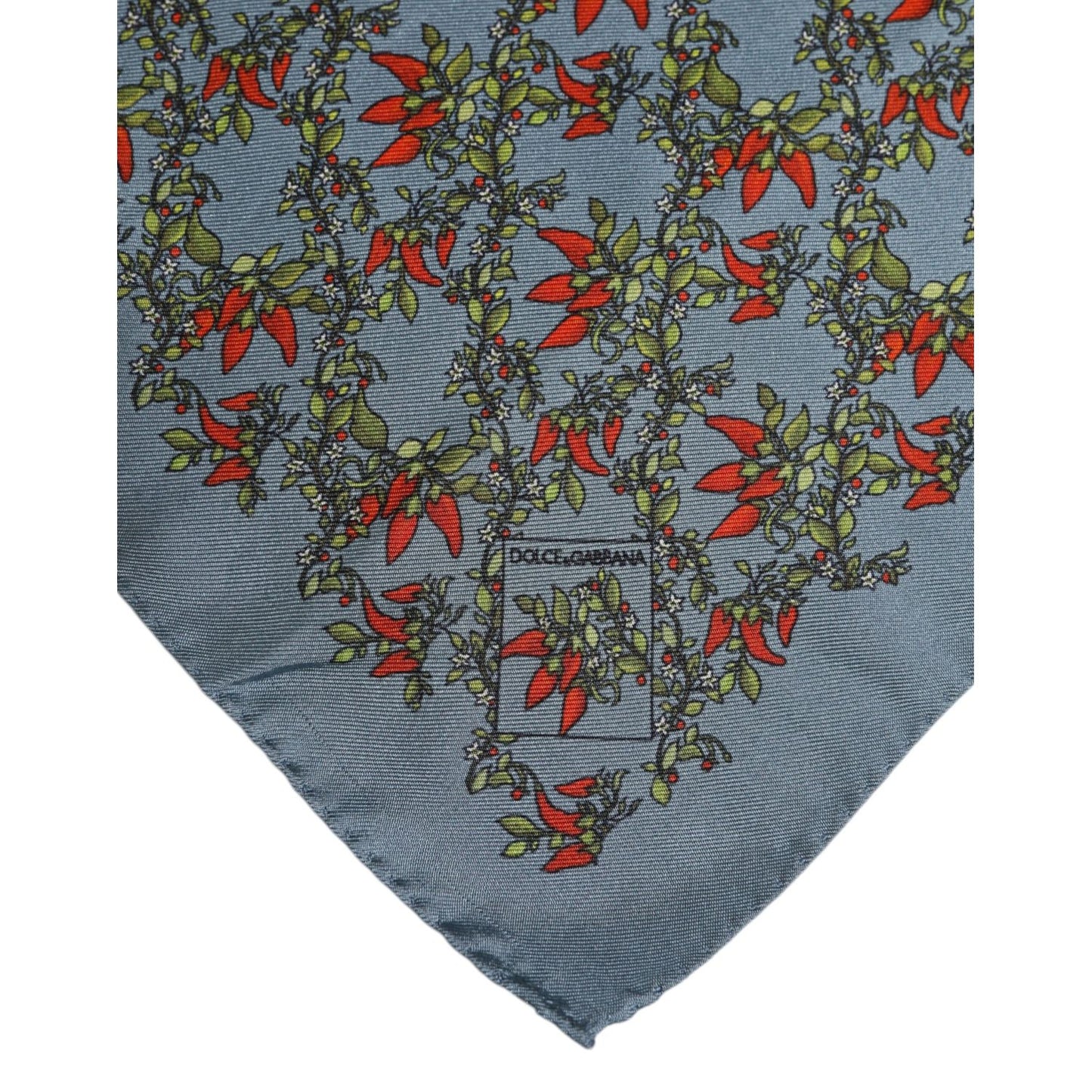 Dolce & Gabbana Gray Chilis Silk Square Men Foulard Scarf Dolce & Gabbana