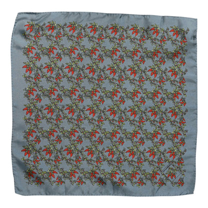 Dolce & Gabbana Gray Chilis Silk Square Men Foulard Scarf Dolce & Gabbana
