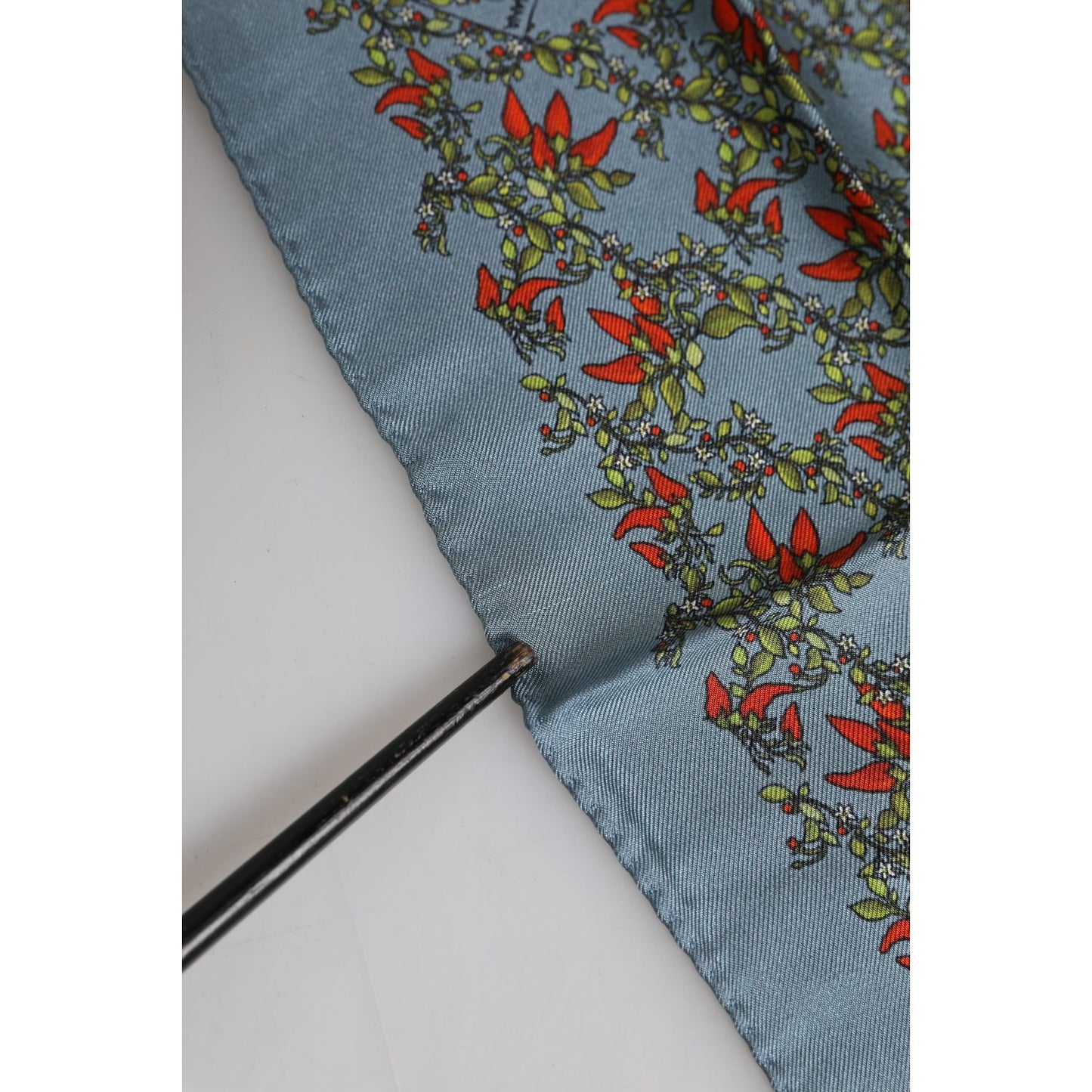 Dolce & Gabbana Gray Chilis Silk Square Men Foulard Scarf Dolce & Gabbana