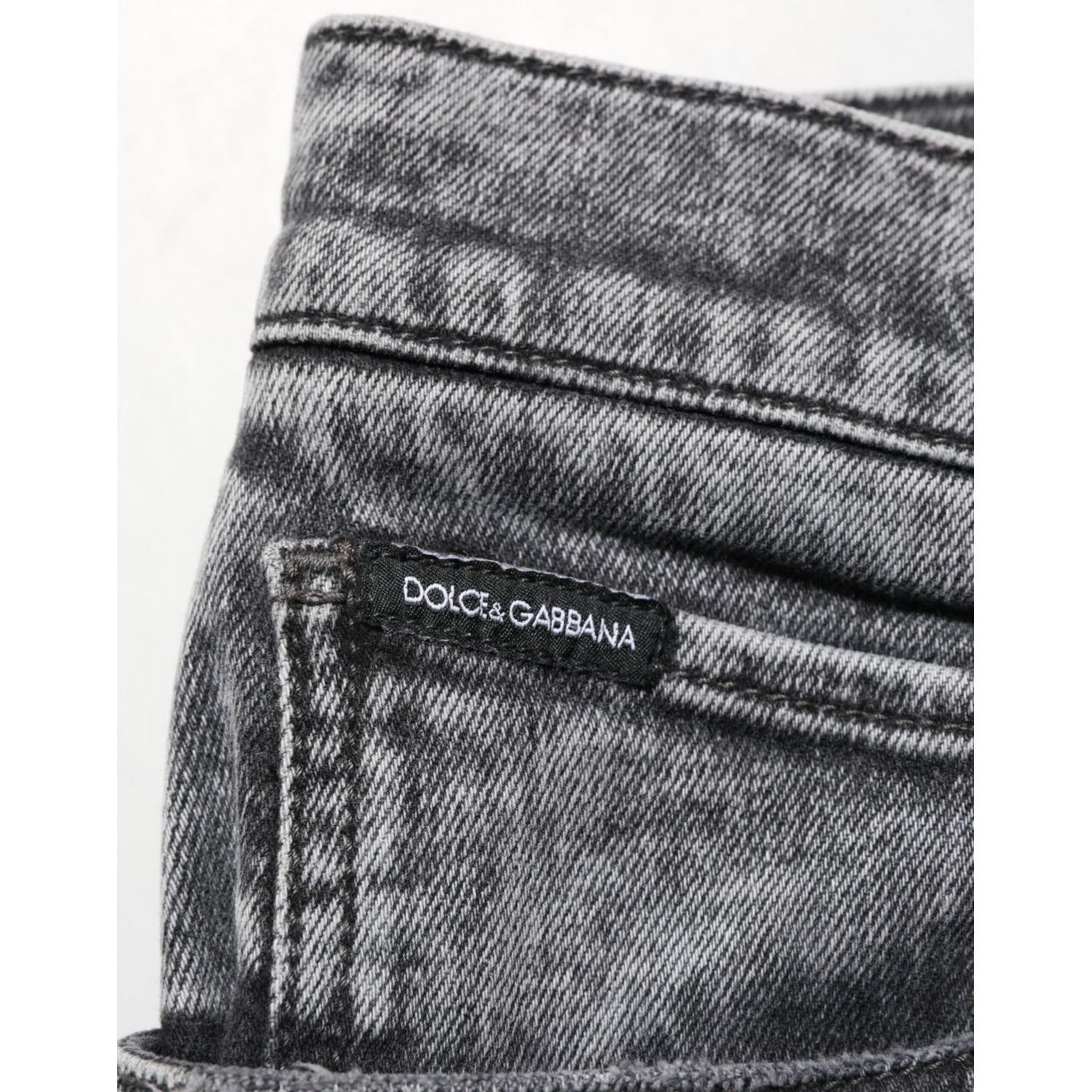 Dolce & Gabbana Gray Cotton Slim Fit Denim Trouser Jeans Dolce & Gabbana
