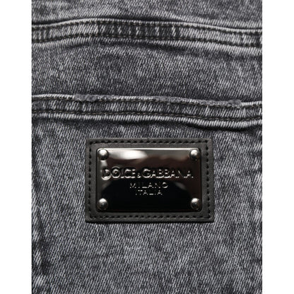 Dolce & Gabbana Gray Cotton Slim Fit Denim Trouser Jeans Dolce & Gabbana