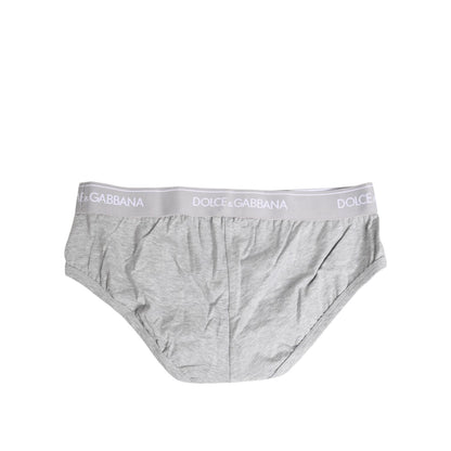 Dolce & Gabbana Gray Cotton Stretch Regular Brief Underwear Dolce & Gabbana