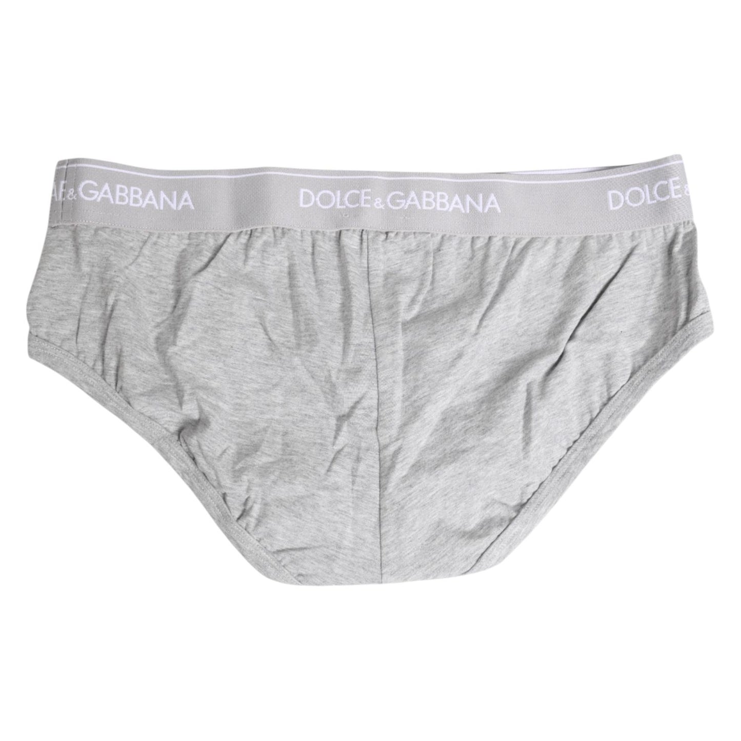 Dolce & Gabbana Gray Cotton Stretch Regular Brief Underwear Dolce & Gabbana
