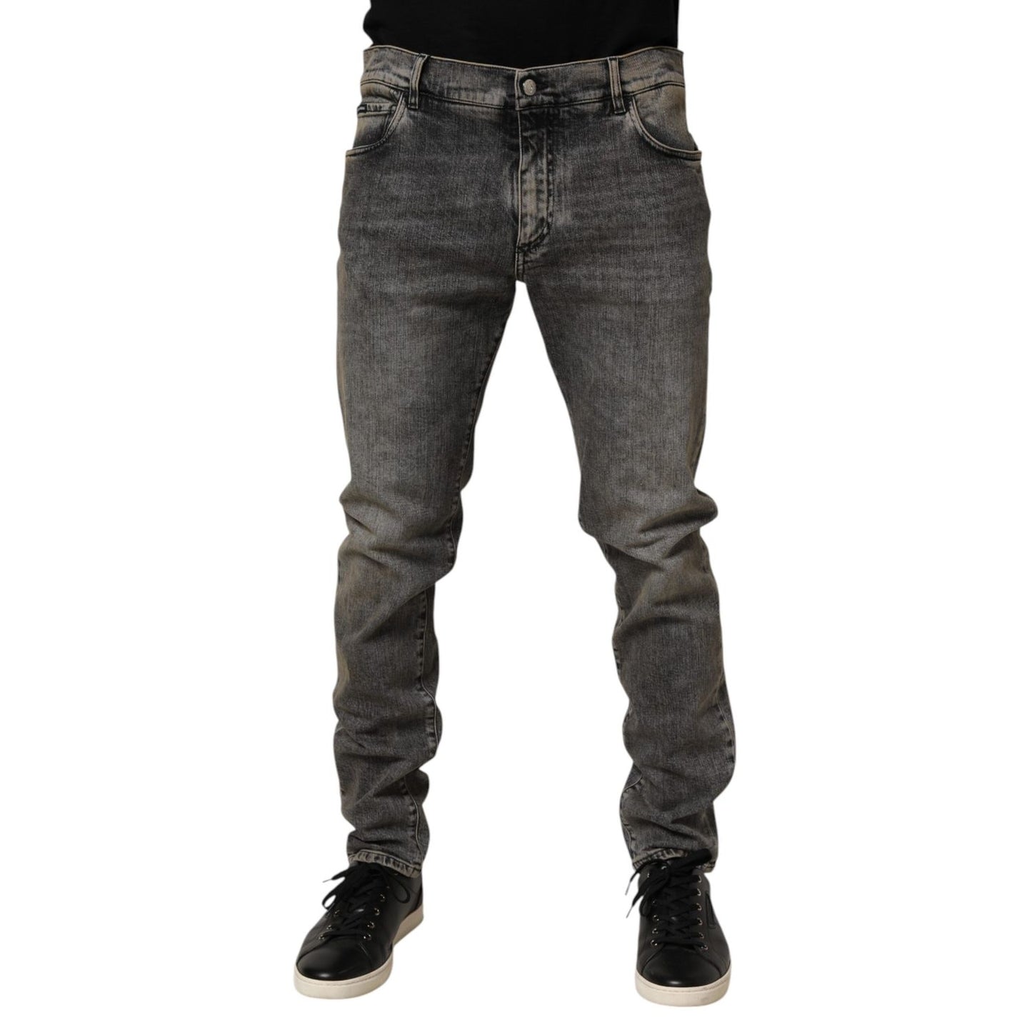 Dolce & Gabbana Gray Cotton Stretch Slim Fit Men Denim Jeans Dolce & Gabbana