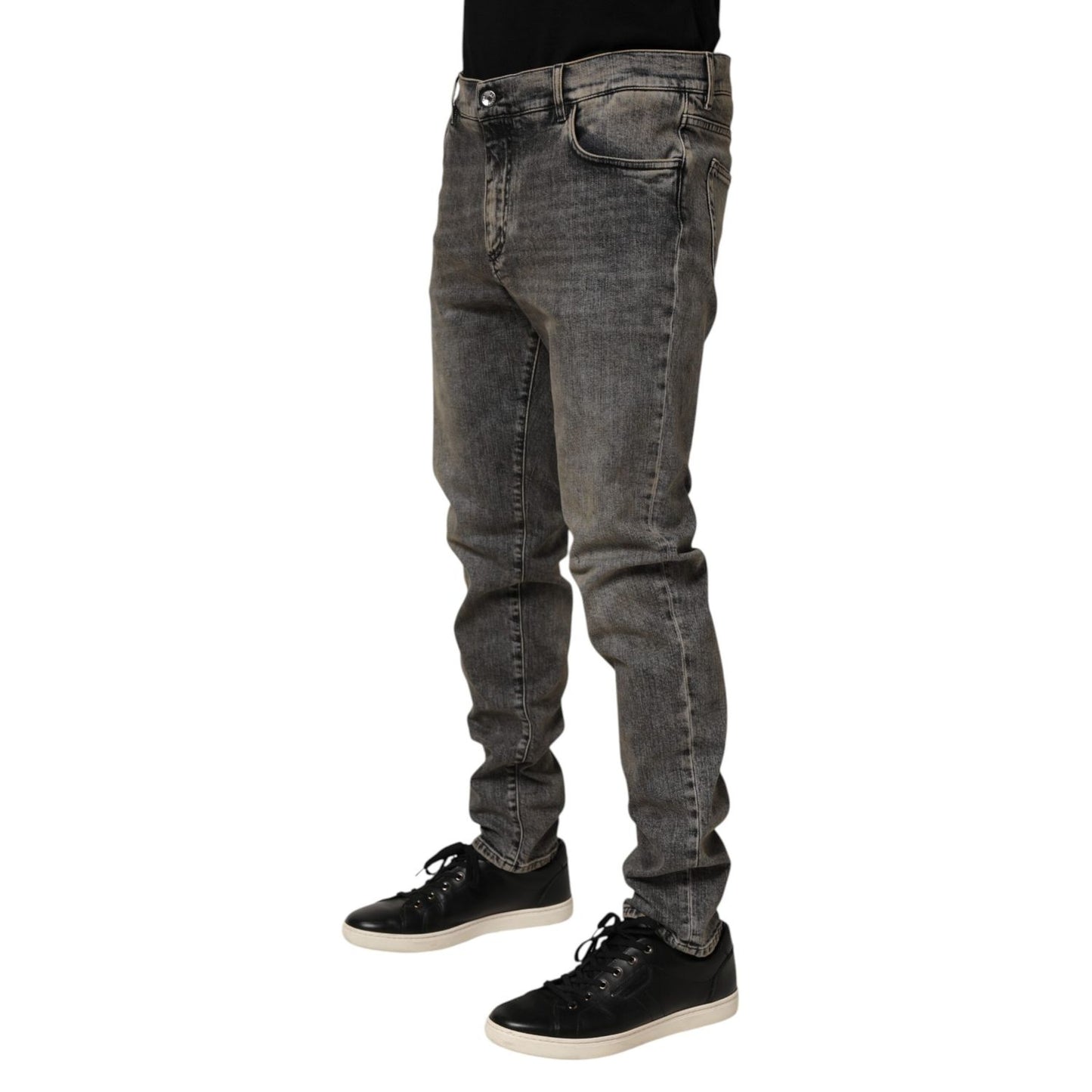Dolce & Gabbana Gray Cotton Stretch Slim Fit Men Denim Jeans Dolce & Gabbana