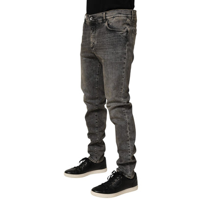 Dolce & Gabbana Gray Cotton Stretch Slim Fit Men Denim Jeans Dolce & Gabbana