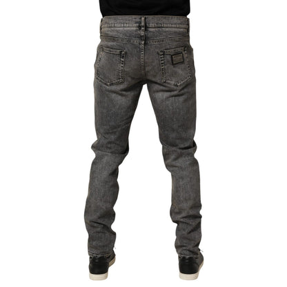 Dolce & Gabbana Gray Cotton Stretch Slim Fit Men Denim Jeans Dolce & Gabbana