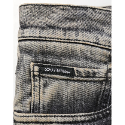 Dolce & Gabbana Gray Cotton Stretch Slim Fit Men Denim Jeans Dolce & Gabbana